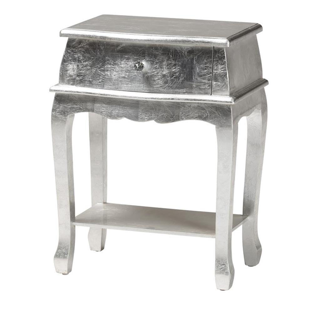 Baxton Studio Harriet Silver Finished Wood 1-Drawer End Table
